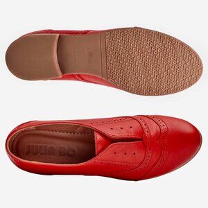 Pershing - Handmade Cherry Red Leather Oxford Shoes, Slip-On Brogues, EU 36/US 6